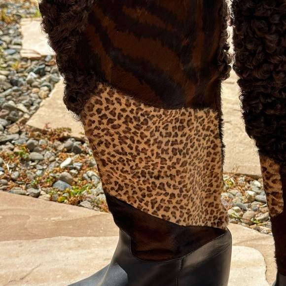 Maud Frizon Multi Pattern Fur Knee Boots - Picture 4 of 9